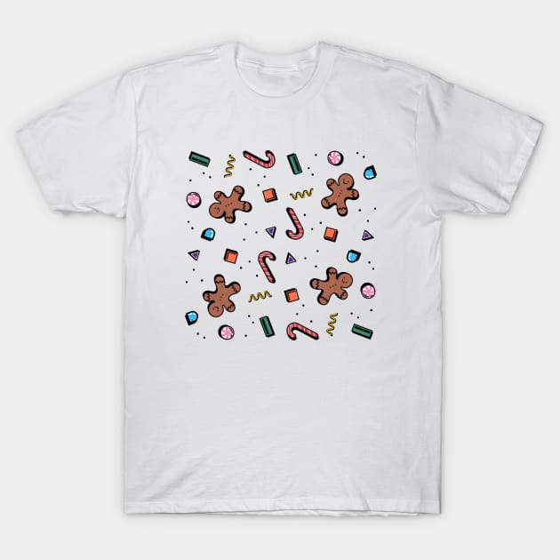 Retro Gingerbread Pattern T-Shirt by JPenfieldDesigns